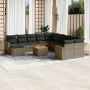 Loungeset 12-delig poly rattan grijs