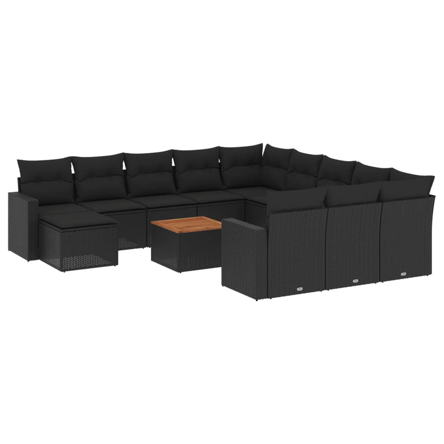 -Delige Loungeset Met Kussens Poly Rattan Zwart