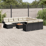 Loungeset poly rattan 13-delig zwart