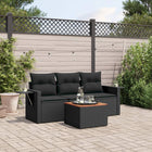 4-piece Loungeset with cushions poly rattan black