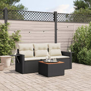 Loungeset 4-delig poly rattan zwart