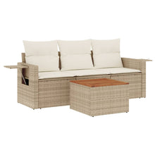 4-Delige Loungeset Met Kussens Poly Rattan Beige