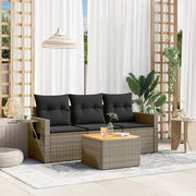 Loungeset 4-delig poly rattan grijs