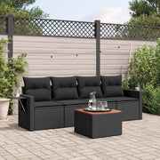 Loungeset 5-delig poly rattan zwart