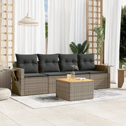 Loungeset 5-delig poly rattan grijs