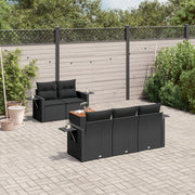 Loungeset 6-delig poly rattan zwart