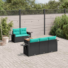 6-piece garden lounge set with cushions black poly rattan