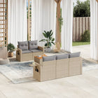 6-piece Lounge Set with cushions poly rattan beige
