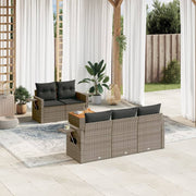 Loungeset 6-delig poly rattan grijs