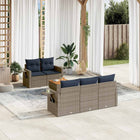 6-piece garden sofa set with cushions, gray poly rattan