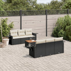 7-piece lounge set with cushions poly rattan black