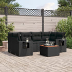 Loungeset poly rattan zwart 7-delig