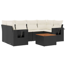 7-Delige Loungeset Met Kussens Poly Rattan Zwart