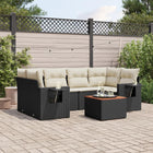 7-piece lounge set with cushions poly rattan black