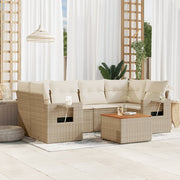 Loungeset 7-delig poly rattan beige