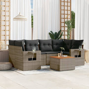 Loungeset 7-delig poly rattan grijs