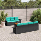 8-piece garden lounge set with cushions, black poly rattan