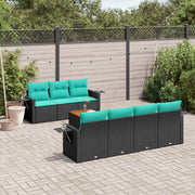 Tuinbankset 8-delig polyrotan zwart acaciahout