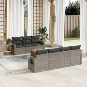 Loungeset 8-delig poly rattan grijs