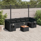 8-piece Lounge Set with Cushions Polyrattan Black