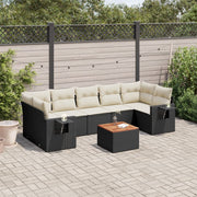 8-piece Lounge Set with Cushions Polyrattan Black