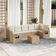 Loungeset 8-delig poly rattan beige