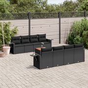 Loungeset poly rattan 9-delig zwart