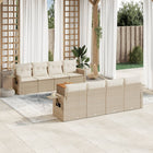 9-piece Lounge Set with Cushions Poly Rattan Beige