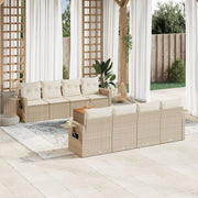 Loungeset 9-delig poly rattan beige