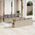 9-piece Lounge Set with Cushions Poly Rattan Beige