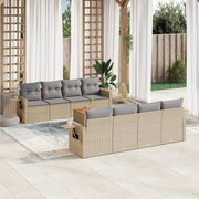 Loungeset 9-delig poly rattan beige