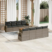 Loungeset 9-delig poly rattan grijs