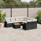 9-piece Lounge Set with cushions poly rattan black