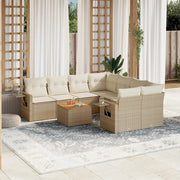 Loungeset 9-delig poly rattan beige