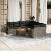 Loungeset 9-delig poly rattan grijs