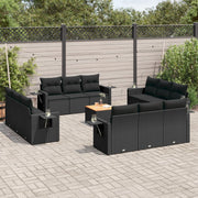 Loungeset 13-delig poly rattan zwart
