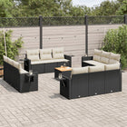 13-piece Lounge Set with Cushions, poly rattan black