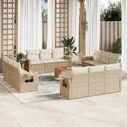 Loungeset 13-delig poly rattan beige acaciahout