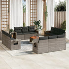 13-piece Lounge Set with cushions poly rattan grey