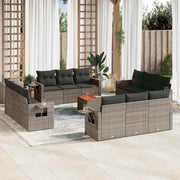 Loungeset poly rattan 13-delig grijs
