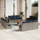 13-piece garden sofa set with cushions, grey poly rattan