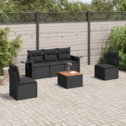 Loungeset 6-delig poly rattan zwart