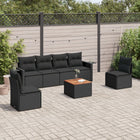 7-piece lounge set with cushions poly rattan black