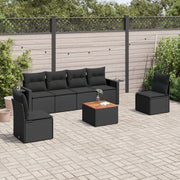 Loungeset 7-delig poly rattan zwart