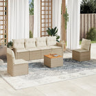 7-piece Lounge Set with cushions poly rattan beige