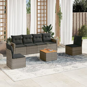 Loungeset 7-delig poly rattan grijs