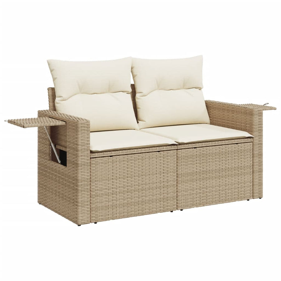 8-Delige Loungeset Met Kussens Poly Rattan Beige