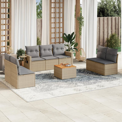 8-Delige Loungeset Met Kussens Poly Rattan Beige