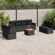 Loungeset 9-delig poly rattan zwart