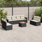 9-piece Lounge Set with cushions poly rattan black